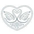 Vector vintage volumetric swans in heart. Royalty Free Stock Photo