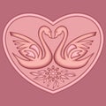 Vector vintage volumetric swans in heart. Royalty Free Stock Photo