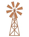 Vector vintage windmill collection isolated on white background. Icon of a wooden old windmill in a minimalistic style. Royalty Free Stock Photo