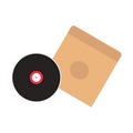 Vector vinyl record with cardboard packaging on a white background. Vinyl record. Old CDs, music. Royalty Free Stock Photo