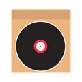 Vector vinyl record on cardboard packaging on a white background. Vinyl record. Old CDs, music. Royalty Free Stock Photo