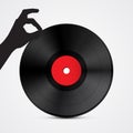 Vector Vinyl Record Disc with Hand Royalty Free Stock Photo