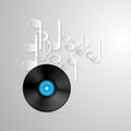 Vector Vinyl Record Discs and Paper Notes Royalty Free Stock Photo