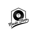 Vector vinyl record. Music store logo label. Vector. Royalty Free Stock Photo
