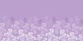 Vector violet purple floral branches trees silhouettes seamless horizontal stripe border pattern background. Royalty Free Stock Photo