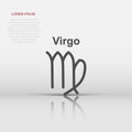 Vector virgo zodiac icon in flat style. Astrology sign illustration pictogram. Virgo horoscope business concept Royalty Free Stock Photo