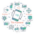 Vector virtual reality concept - device tilt control