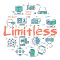 Vector virtual reality concept with Limitless text