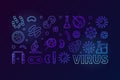 Vector virus blue illustration or banner in thin line style