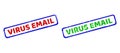 VIRUS EMAIL Bicolor Rough Rectangular Stamps with Grunged Surfaces