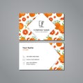 Vector visit card template with pattern grapefruit and flower