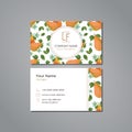 Vector visit card template with pattern pears and flowers Royalty Free Stock Photo