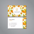 Vector visit card template with pattern persimmon and flower