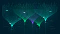Vector visualization information stream analysis, machine data sorting, Big data technology and network analyzing, AI deep Royalty Free Stock Photo