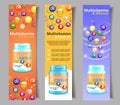 Vector vitamin and mineral complex banner set