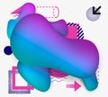 Vector vivid gradient spots with geometric symbols set on isolated background. Abstract elements for trendy vibrant color design.