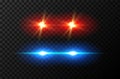 Vector Vivid Police Lights Effect on Transparent Background, Realistic Emergency Services Illustration Royalty Free Stock Photo