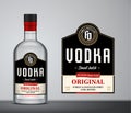 Vector vodka label. Vodka glass bottle mockup Royalty Free Stock Photo