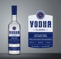 Vector vodka label. Vodka glass bottle mockup