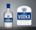 Vector vodka label. Vodka glass bottle mockup