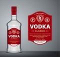 Vector vodka label. Vodka glass bottle mockup