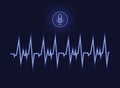 Vector Voice Recognition Illustration, Pulse Wave Glowing Line and Microphone.