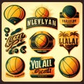 vector volleyball label collection