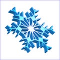 Vector volumetric blue gradient snowflake close-up isolated on a white background for the decoration of the holidays Christmas and