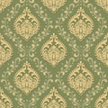 Vector volumetric damask seamless pattern background. Elegant luxury embossed texture for wallpapers, backgrounds and