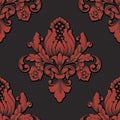 Vector volumetric damask seamless pattern element. Elegant luxury embossed texture for wallpapers, backgrounds and page