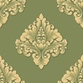 Vector volumetric damask seamless pattern element. Elegant luxury embossed texture for wallpapers, backgrounds and page