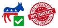 Vote Democratic Icon with Grunge Vote Democratic Seal