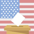 Vector of voter ballot going into a ballot box