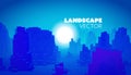 Vector voxel panorama background. 3d map for game goal Royalty Free Stock Photo