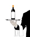 Vector waiter with wine