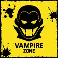 Vector wall graffiti. Vampire zone. Yellow color
