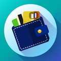 Vector Wallet and Money Icon. wallet with cards