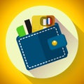 Vector Wallet and Money Icon. wallet with cards