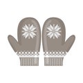 Vector warm winter mitten icon in flat style isolated on white background