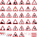 Vector warning and prohibitory road signs