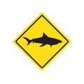 Vector warning sign with shark in yellow rhombus