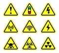 Vector warning, signal symbol and radiation sign