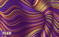 Vector warped lines background. Flexible stripes twisted as silk forming volumetric folds.