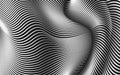 Vector warped lines background. Flexible stripes twisted as silk forming volumetric folds.