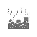 Vector waste landfill, air pollution gray icon.