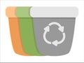 Vector waste sorting bins icon. Colorful organic, paper, metal, glass, plastic garbage boxes. Earth day or zero waste ecological Royalty Free Stock Photo