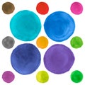 Vector Water Colour Circle. Graphic Stains Drawing. Art Blots on Paper. Brush Stroke Water Colour Circle. Circular Royalty Free Stock Photo