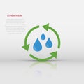 Vector water cycle icon in flat style. Recycling sign illustration pictogram. Ecology business concept Royalty Free Stock Photo
