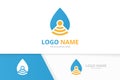 Vector water drop and wifi logo combination. Unique internet logotype design template.