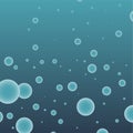 Vector water drops soap bubbles deep waters dark blue background